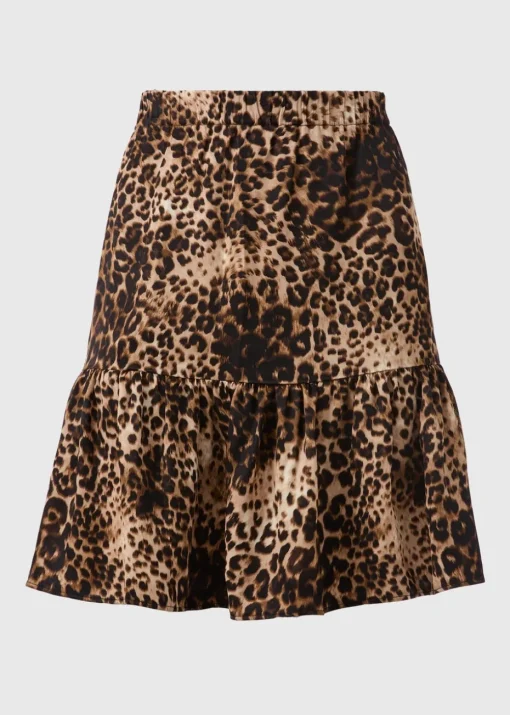 Brown Leopard Tiered Mini Skirt