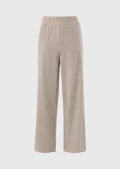 Brown Seersucker Stripe Co Ord Cropped Trousers