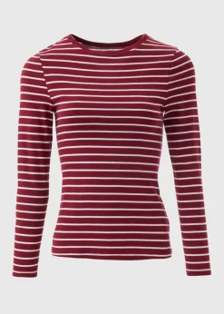 Burgundy Stripe Fitted T-Shirt