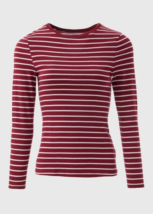Burgundy Stripe Fitted T-Shirt