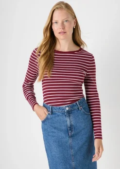 Burgundy Stripe Fitted T-Shirt