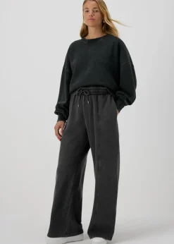 Charcoal Acid Wash Wide Leg Jogging Bottoms
