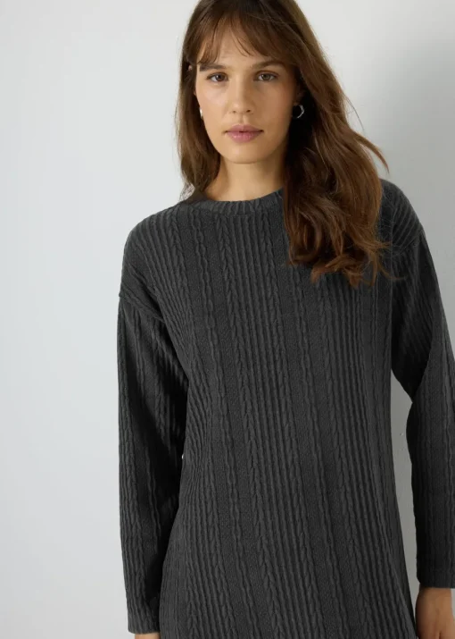 Charcoal Cable Knit Mini Dress