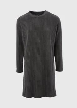 Charcoal Cable Knit Mini Dress