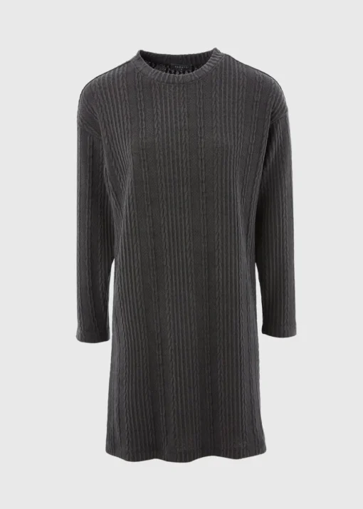 Charcoal Cable Knit Mini Dress