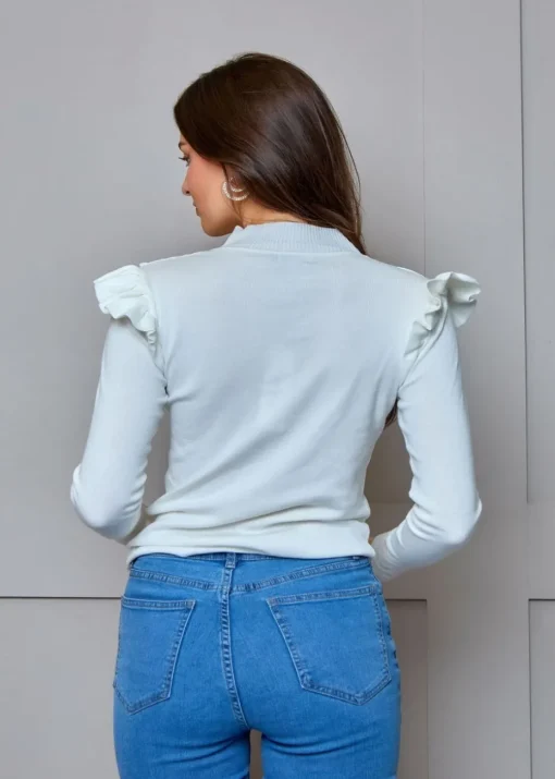 Chi Chi London White Broderie Trim Knitted Jumper