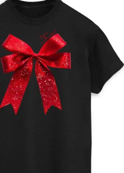 Christmas Bow Black Boyfriend Fit T-Shirt