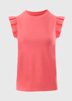 Coral Ruffle Sleeve T-Shirt