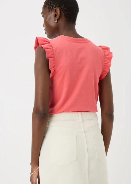 Coral Ruffle Sleeve T-Shirt