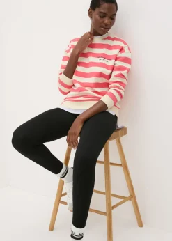 Coral Stripe Slogan Sweatshirt