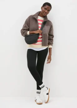 Coral Stripe Slogan Sweatshirt