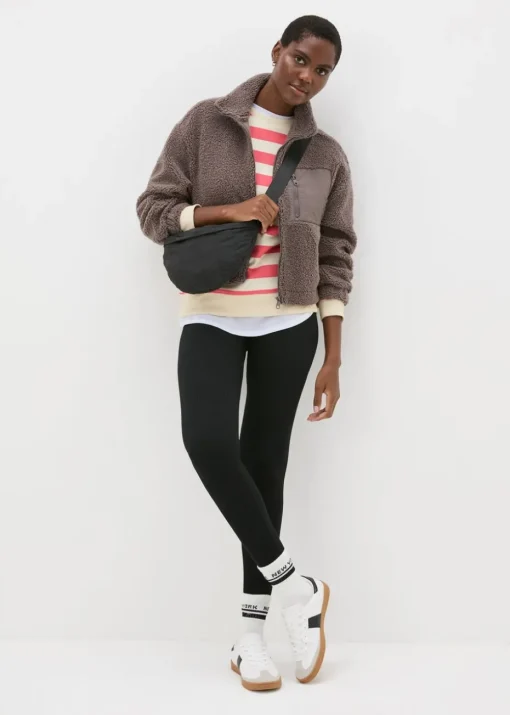 Coral Stripe Slogan Sweatshirt