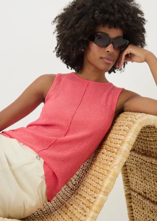 Coral Textured Seam Vest Top