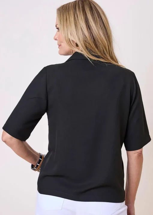 Cotton Traders Black Half Sleeve Blouse