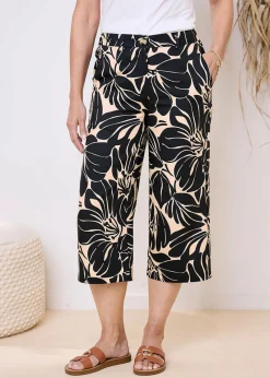 Cotton Traders Black Printed Crop Trousers