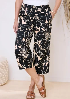 Cotton Traders Black Printed Crop Trousers