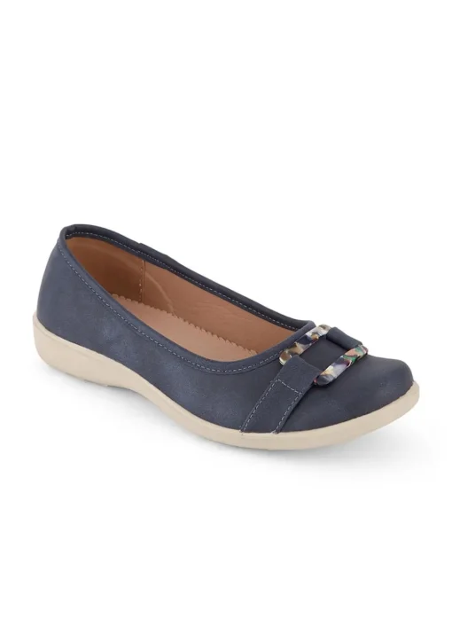 Cotton Traders Dark Blue Soft Step Buckle Shoes