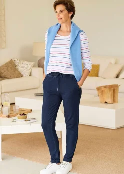 Cotton Traders Dark Blue Jersey Denim Joggers