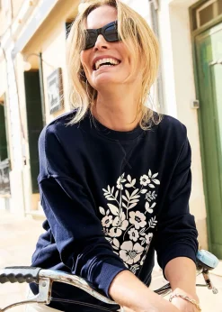 Cotton Traders Dark Blue Printed Sweatshirt