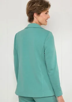 Cotton Traders Dusty Jade Textured Jersey Unlined Blazer
