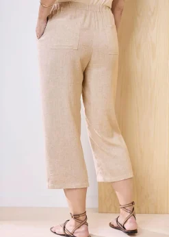 Cotton Traders Ecru Viscose Linen Blend Trousers