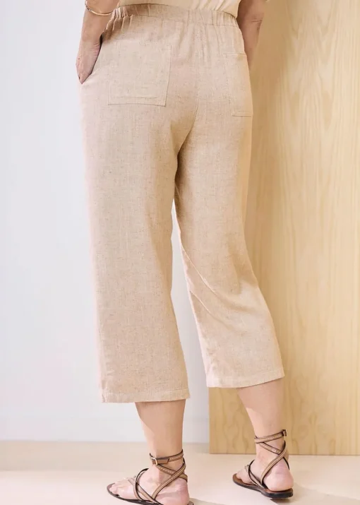 Cotton Traders Ecru Viscose Linen Blend Trousers