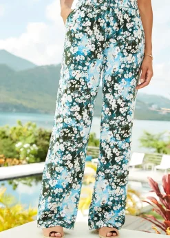 Cotton Traders Everglade Printed Wide Leg Trousers 27" (68.5cm) inside leg