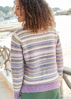 Cotton Traders Forest Green Textured Stripe Jumper