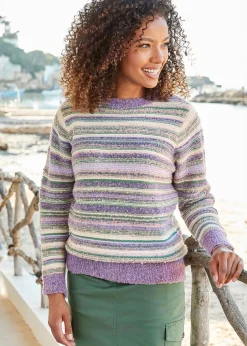Cotton Traders Forest Green Textured Stripe Jumper