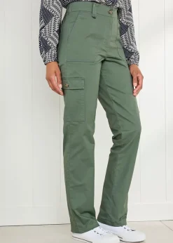 Cotton Traders Forest Green Straight-Leg Cargo Trousers
