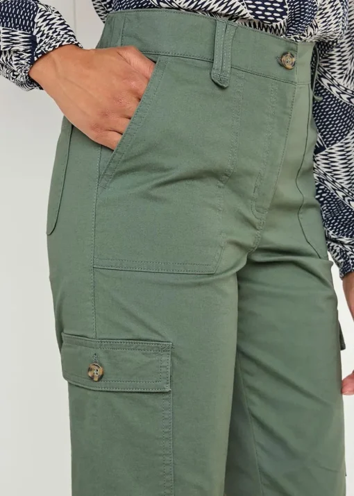 Cotton Traders Forest Green Straight-Leg Cargo Trousers