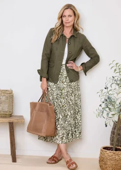 Cotton Traders Green Cotton Cargo Jacket with Pockets