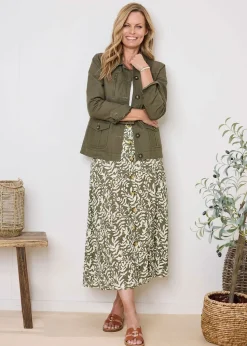 Cotton Traders Green Cotton Cargo Jacket with Pockets