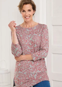 Cotton Traders Grey Marl Soft Touch Print Jersey Tunic