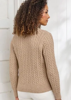 Cotton Traders Latte Cutest Cable Cardigan