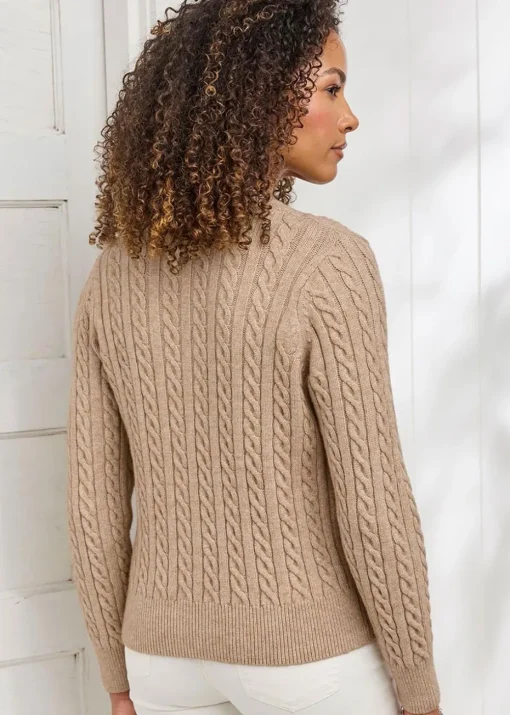 Cotton Traders Latte Cutest Cable Cardigan