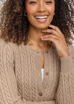 Cotton Traders Latte Cutest Cable Cardigan