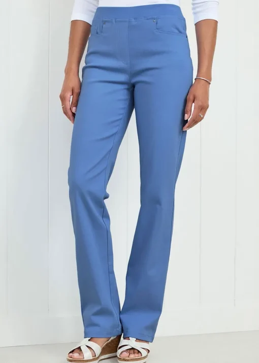 Cotton Traders Lavender Premium Pull-On Twill Straight-Leg Jeans