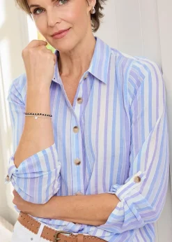 Cotton Traders Light Blue Cotton Stripe Shirt