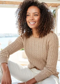Cotton Traders Light Camel Cutest Cable Jumper
