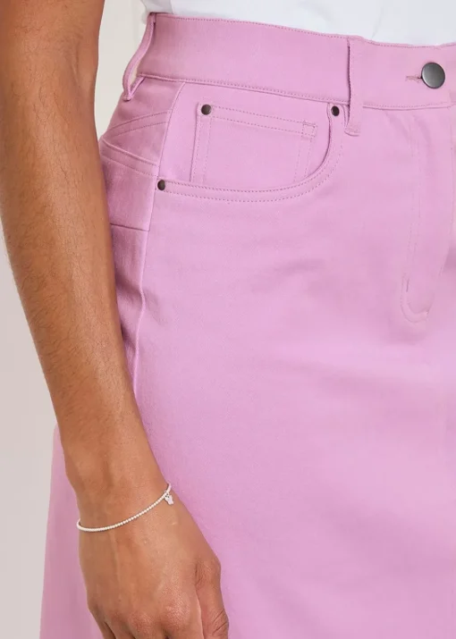 Cotton Traders Lilac Pink Stretch Twill Skirt