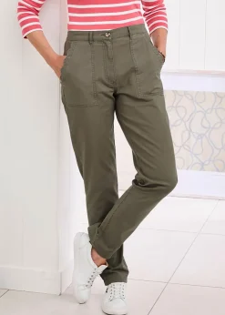 Cotton Traders Mid Khaki Scalloped Pocket Twill Chino Trousers