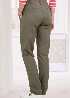Cotton Traders Mid Khaki Scalloped Pocket Twill Chino Trousers
