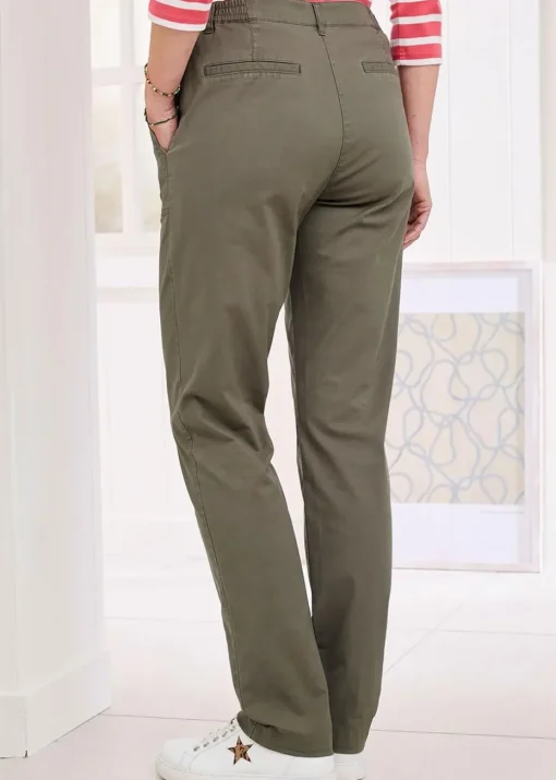 Cotton Traders Mid Khaki Scalloped Pocket Twill Chino Trousers