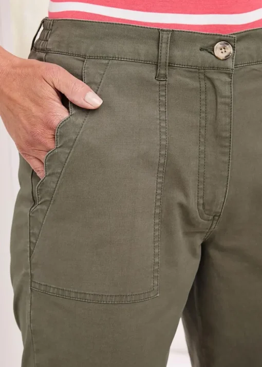 Cotton Traders Mid Khaki Scalloped Pocket Twill Chino Trousers