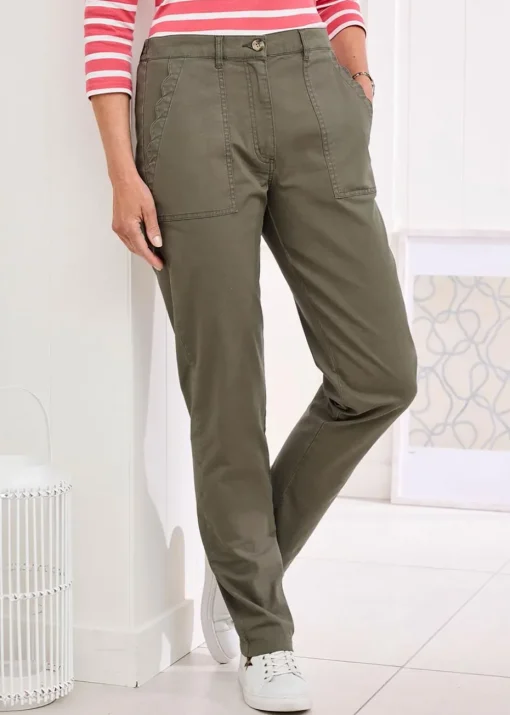 Cotton Traders Mid Khaki Scalloped Pocket Twill Chino Trousers