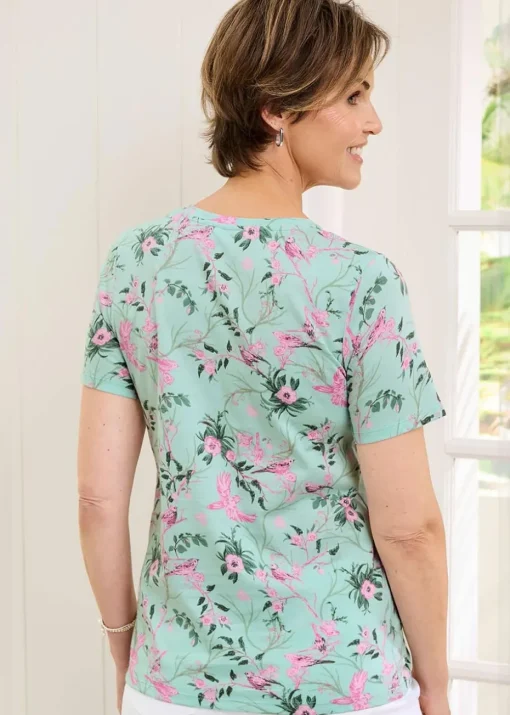 Cotton Traders Mint Short Sleeve Printed T Shirt