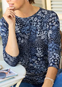 Cotton Traders Navy Soft Touch Print Jersey Tunic