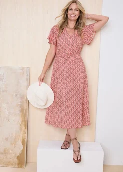 Cotton Traders Orange Printed Maxi Dress