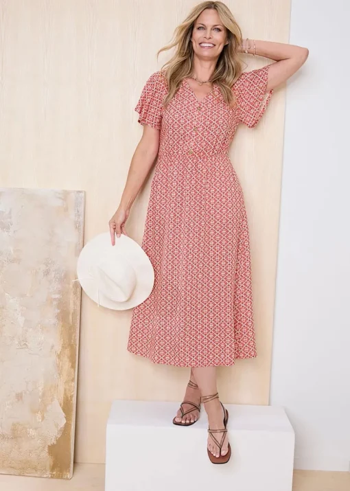 Cotton Traders Orange Printed Maxi Dress